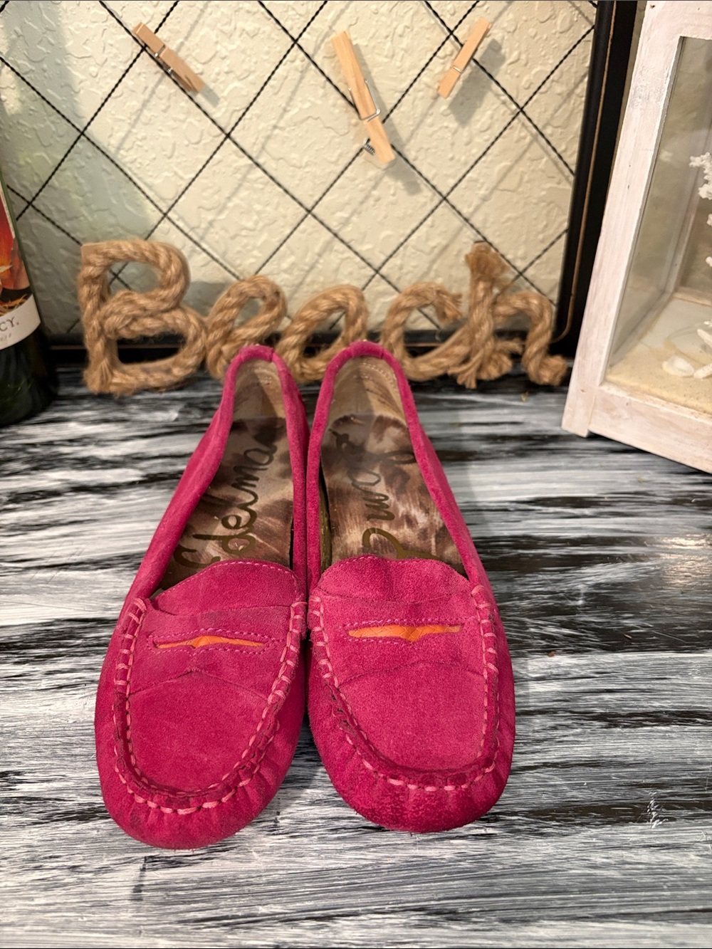 Sam Edelman Fuchsia Suede Moccasin Loafers